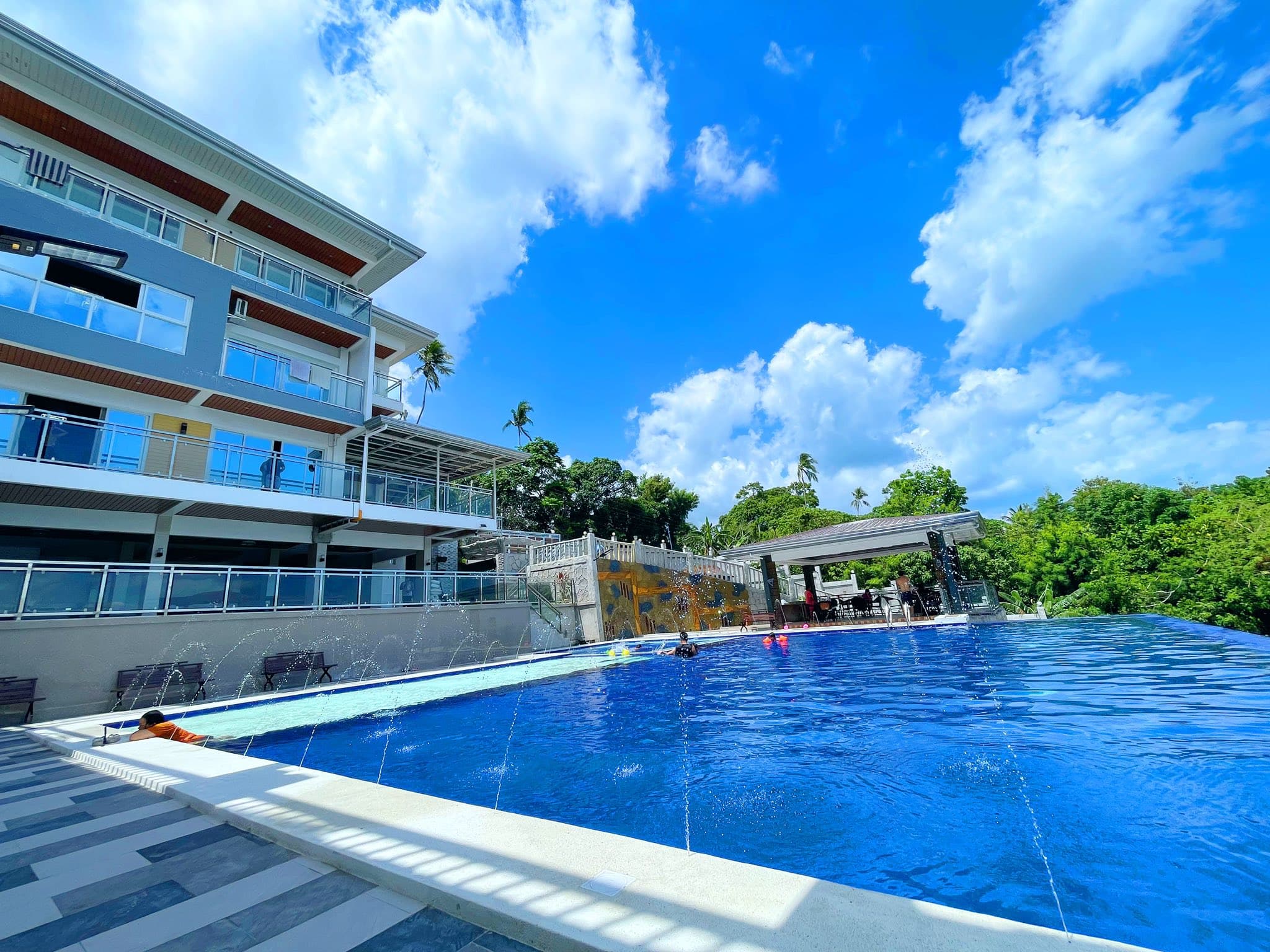 Pool deck and the building